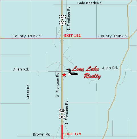 Map to Northeast WI Lake Property for Sale